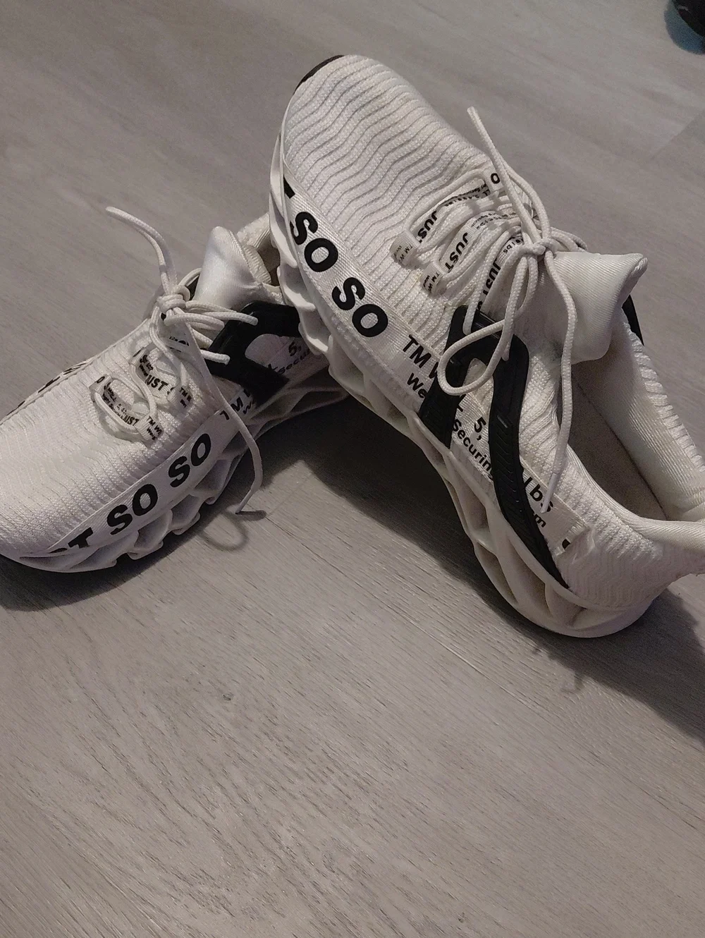 White Men's Athletic Sneakers with Black Accents